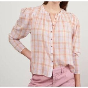 Ulla Johnson Nour Blouse Button Down Top Plaid Size 4